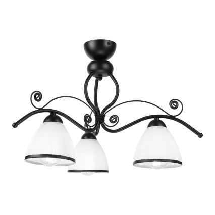 Lampadario a plafone RETRO 3xE27/60W/230V nero/bianco