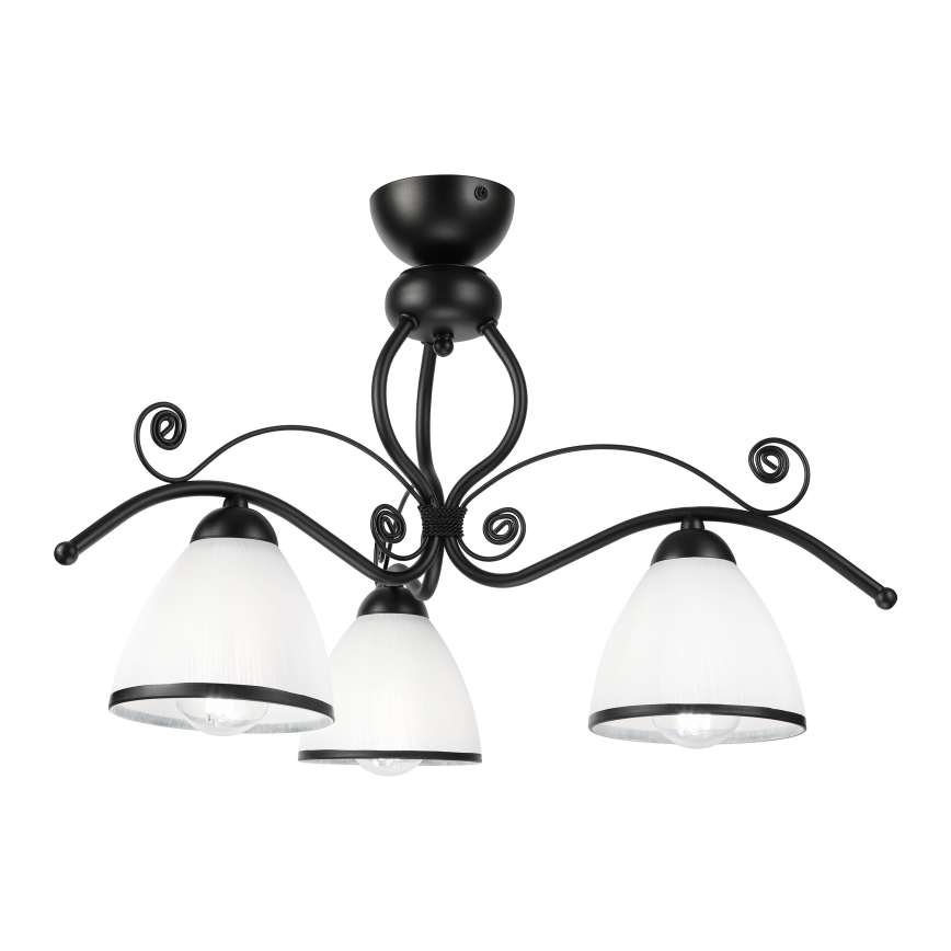 Lampadario a plafone RETRO 3xE27/60W/230V nero/bianco