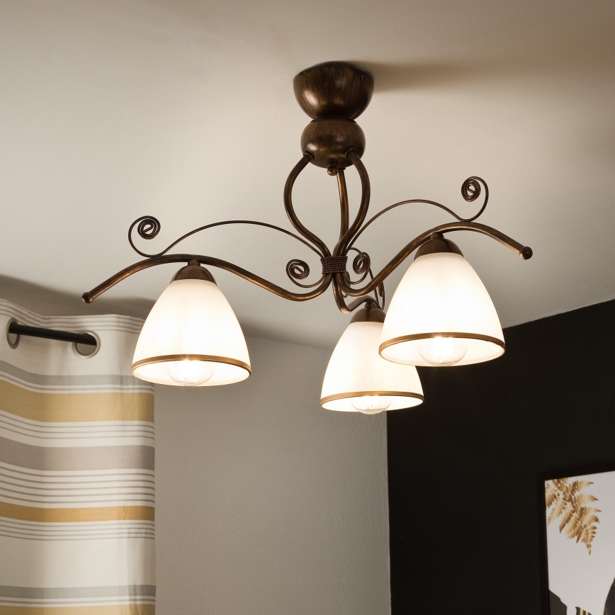 Lampadario a plafone RETRO 3xE27/60W/230V patina di bronzo