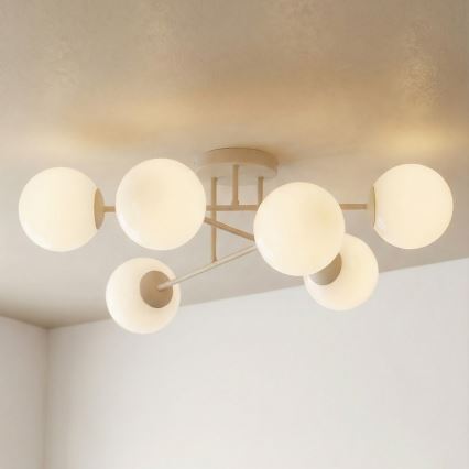 Lampadario a plafone ROMA 6xE14/10W/230V beige