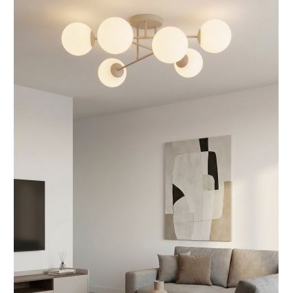 Lampadario a plafone ROMA 6xE14/10W/230V beige