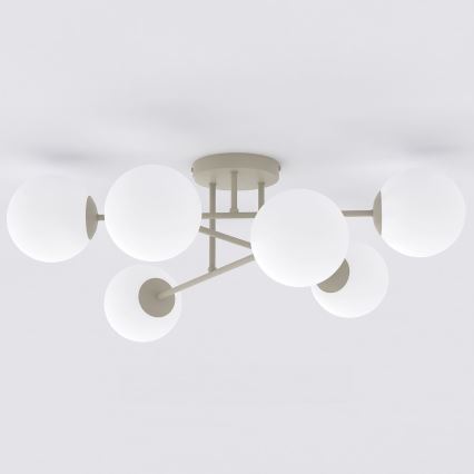 Lampadario a plafone ROMA 6xE14/10W/230V beige