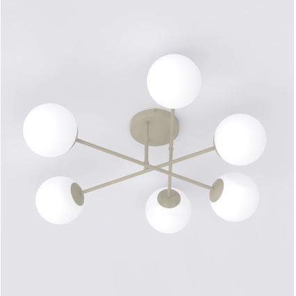 Lampadario a plafone ROMA 6xE14/10W/230V beige