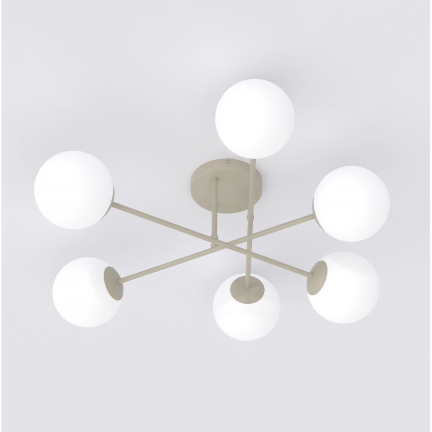 Lampadario a plafone ROMA 6xE14/10W/230V beige