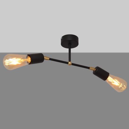 Lampadario a plafone ROSETTE 2xE27/15W/230V nero/dorato