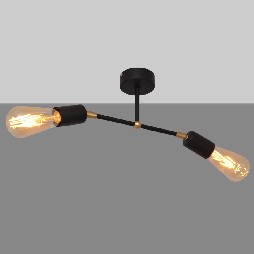 Lampadario a plafone ROSETTE 2xE27/15W/230V nero/dorato