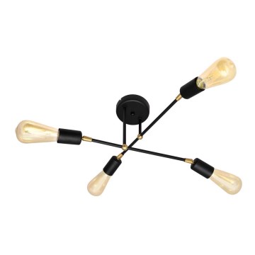 Lampadario a plafone ROSETTE 4xE27/15W/230V nero/dorato