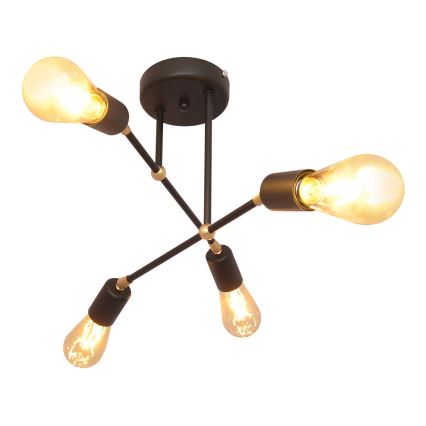 Lampadario a plafone ROSETTE 4xE27/15W/230V nero/dorato