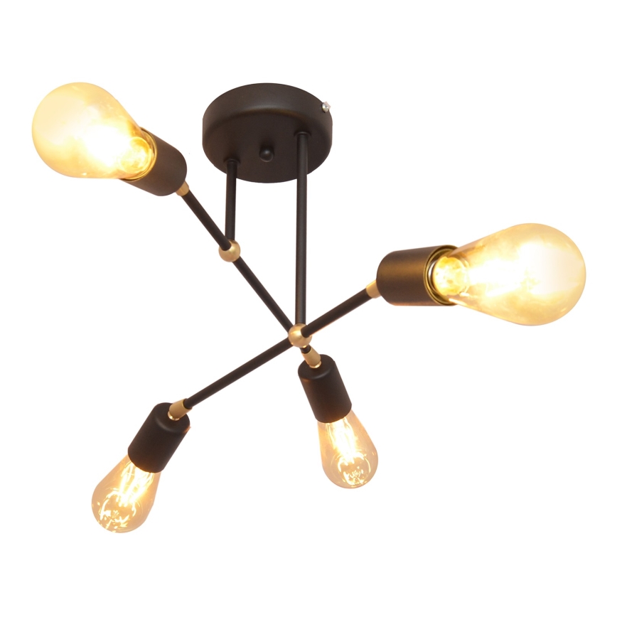 Lampadario a plafone ROSETTE 4xE27/15W/230V nero/dorato