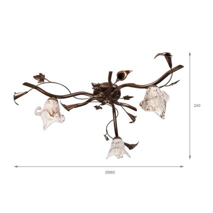 Lampadario a plafone ROZETA 3xE14/40W/230V bronzo