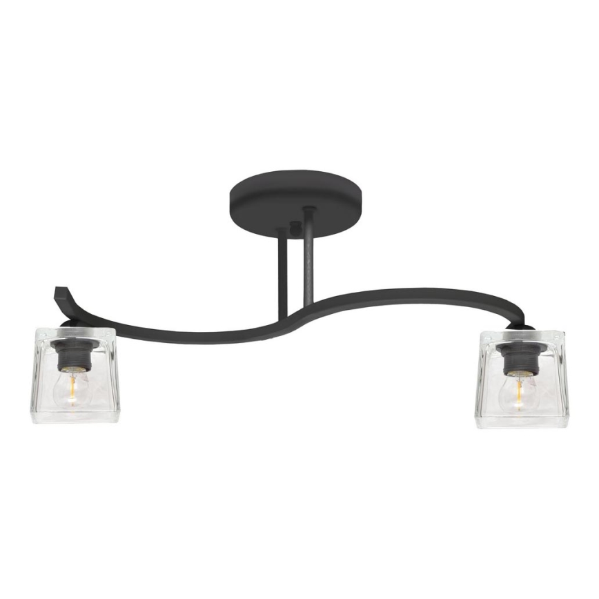 Lampadario a plafone SANTOS 2xE27/15W/230V nero/limpido
