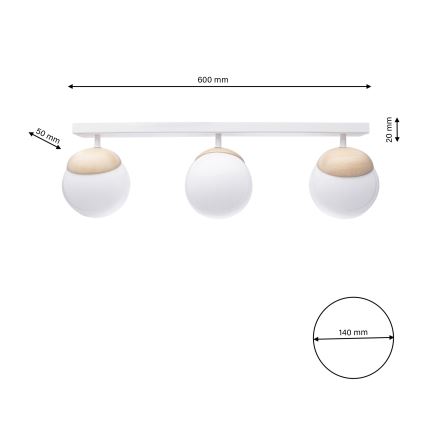 Lampadario a plafone SFERA WOOD 3xE14/40W/230V