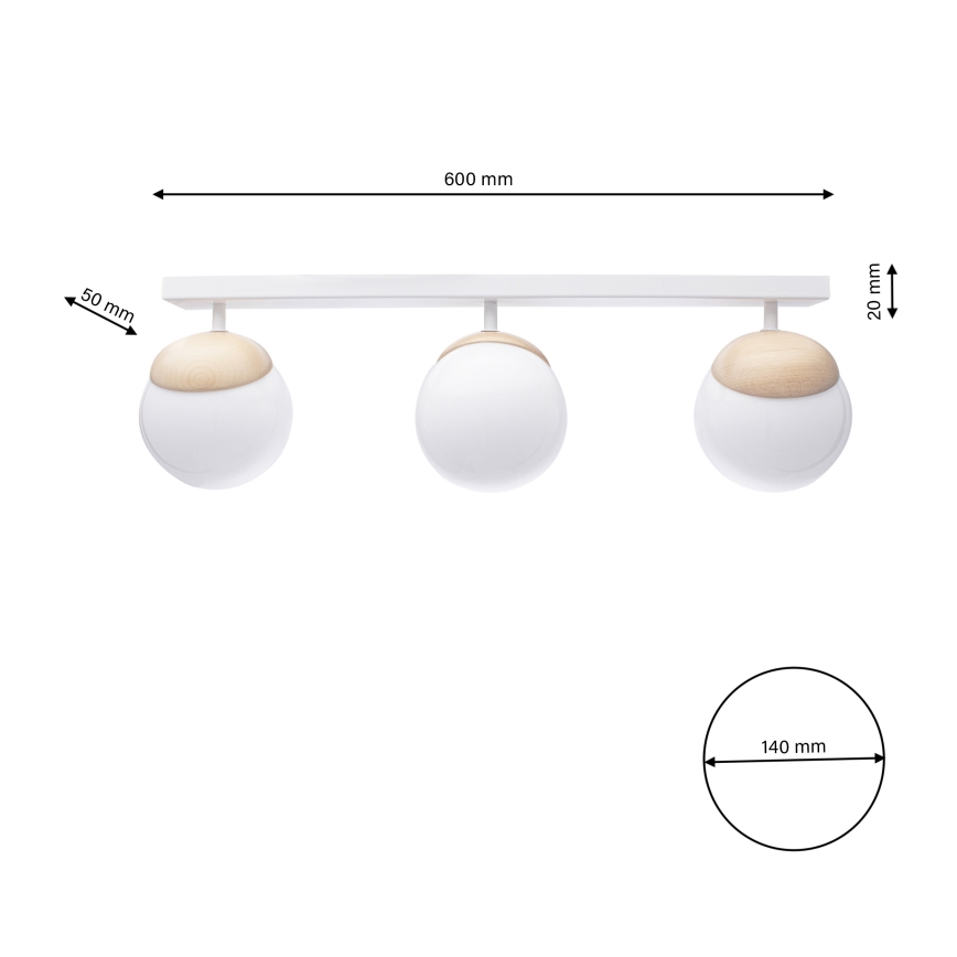 Lampadario a plafone SFERA WOOD 3xE14/40W/230V