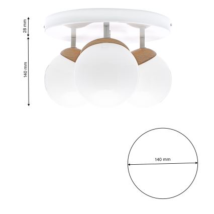 Lampadario a plafone SFERA WOOD 3xE14/40W/230V