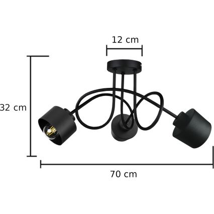 Lampadario a plafone SIMPLY BLACK 3xE27/60W/230V