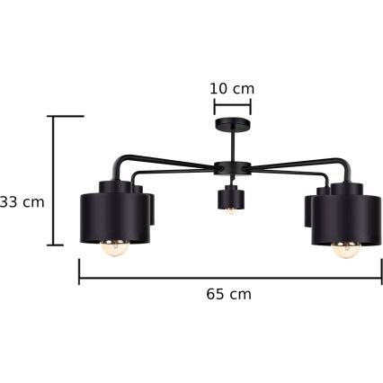 Lampadario a plafone SIMPLY BLACK 5xE27/60W/230V