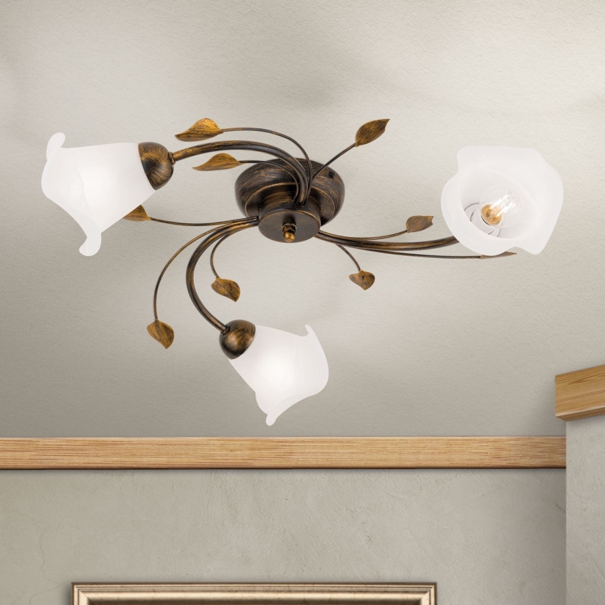 Lampadario a plafone SISI 3xE14/40W/230V diametro 60 cm bronzo/patina