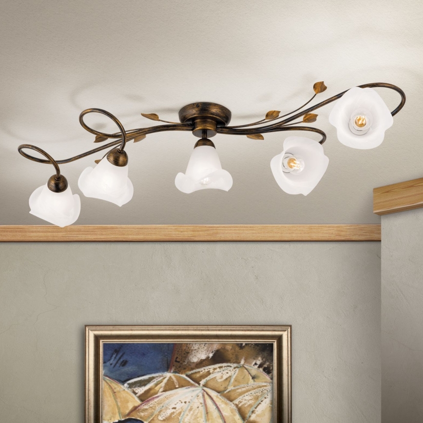 Lampadario a plafone SISI 5xE14/40W/230V bronzo/patina
