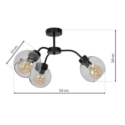 Lampadario a plafone SOFIA 3xE27/60W/230V limpido