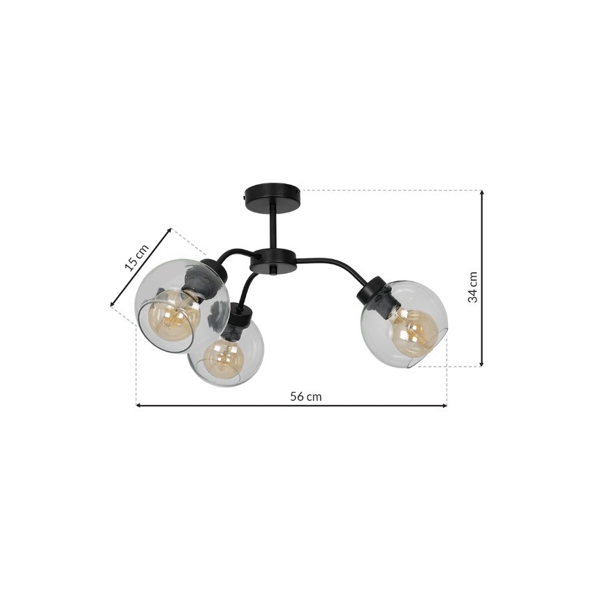 Lampadario a plafone SOFIA 3xE27/60W/230V limpido