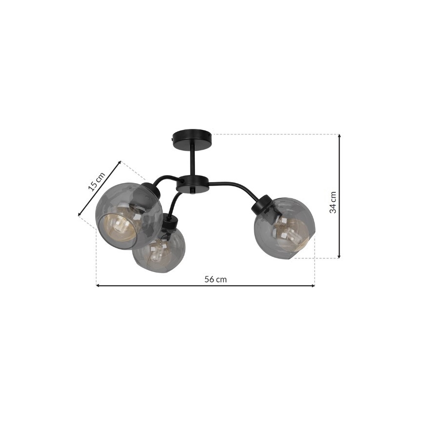 Lampadario a plafone SOFIA 3xE27/60W/230V nero
