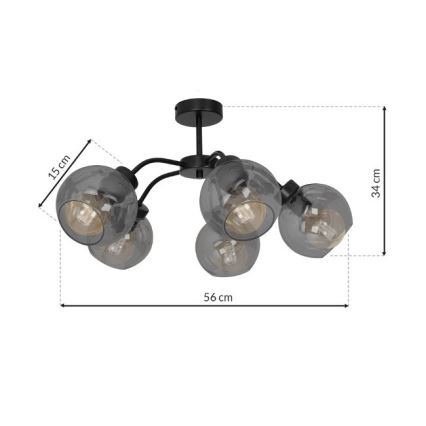 Lampadario a plafone SOFIA 5xE27/60W/230V nero