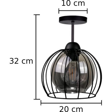 Lampadario a plafone SOLO BLACK 1xE27/60W/230V nero/fumé