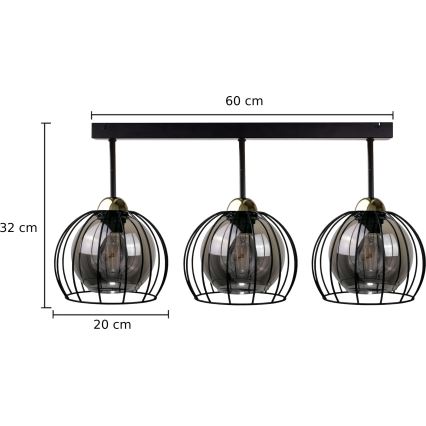 Lampadario a plafone SOLO BLACK 3xE27/60W/230V nero/oro