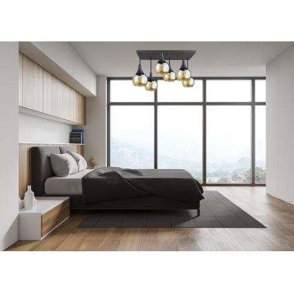 Lampadario a plafone SOMA 6xE27/60W/230V nero/fumé beige