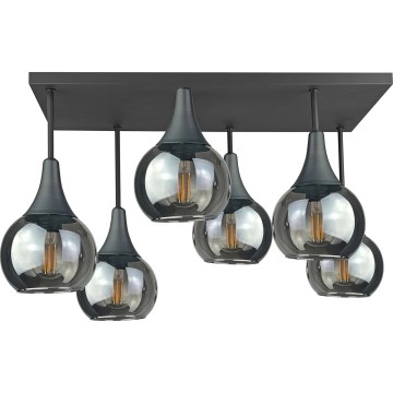 Lampadario a plafone SOMA 6xE27/60W/230V nero/fumé nero