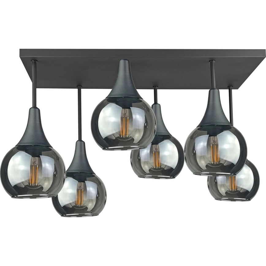 Lampadario a plafone SOMA 6xE27/60W/230V nero/fumé nero