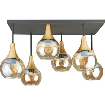 Lampadario a plafone SOMA 6xE27/60W/230V nero/oro/fumé beige