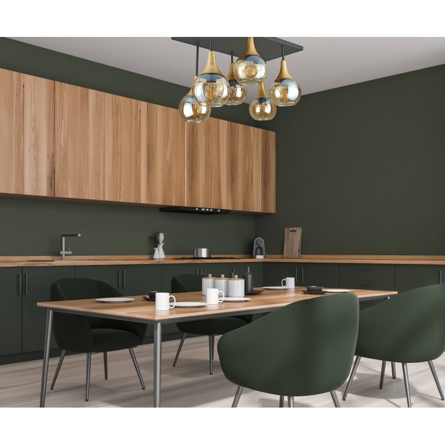 Lampadario a plafone SOMA 6xE27/60W/230V nero/oro/fumé beige