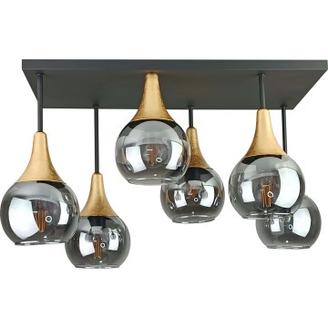 Lampadario a plafone SOMA 6xE27/60W/230V nero/oro/fumé nero