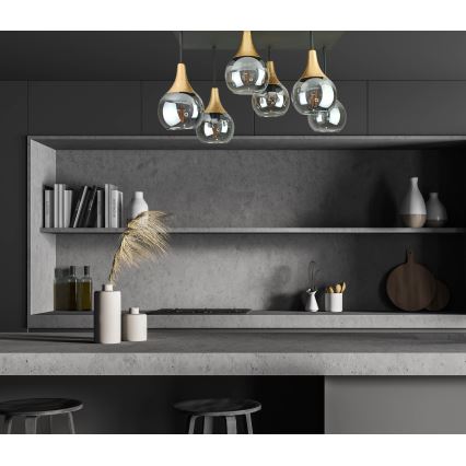 Lampadario a plafone SOMA 6xE27/60W/230V nero/oro/fumé nero