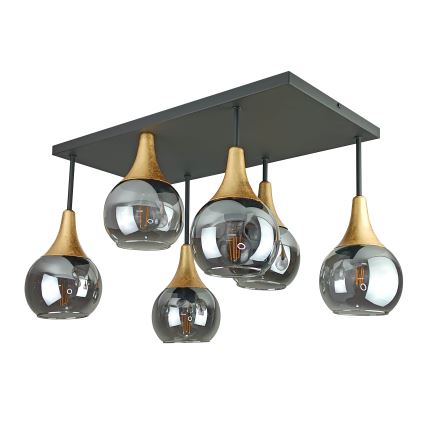 Lampadario a plafone SOMA 6xE27/60W/230V nero/oro/fumé nero
