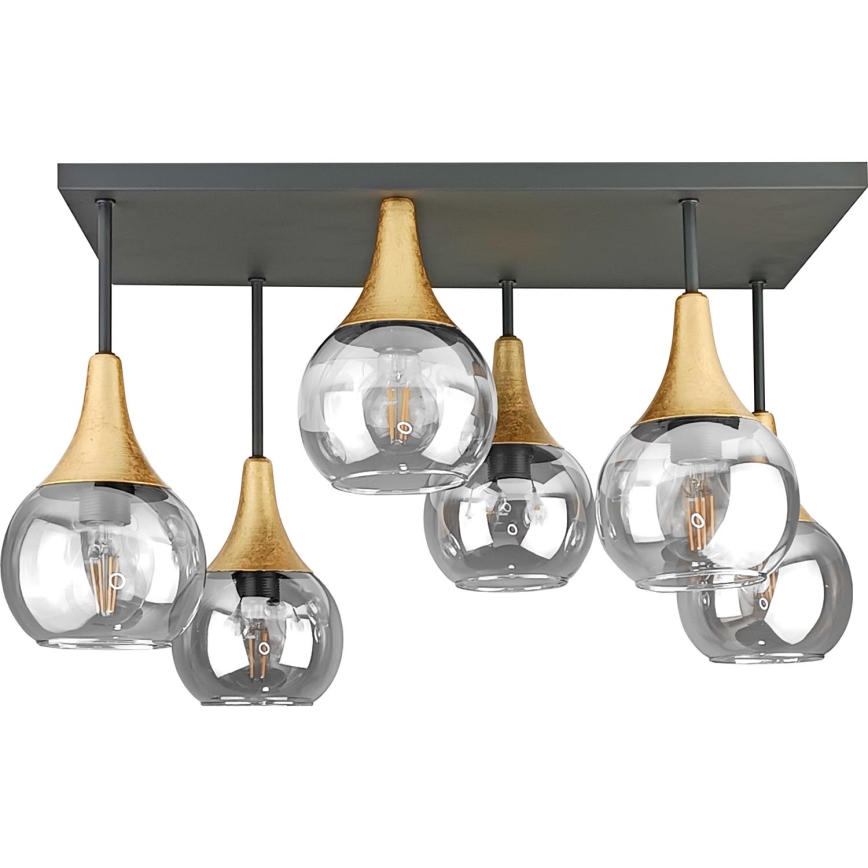 Lampadario a plafone SOMA 6xE27/60W/230V nero/oro/limpido