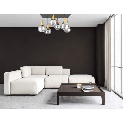Lampadario a plafone SOMA 6xE27/60W/230V nero/oro/limpido