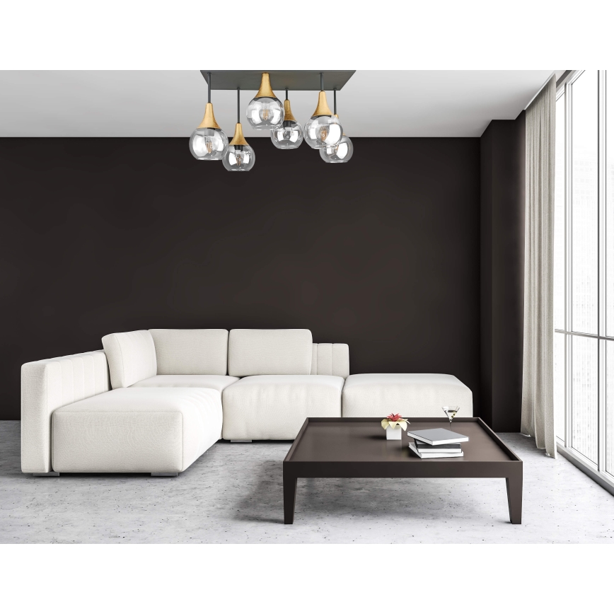 Lampadario a plafone SOMA 6xE27/60W/230V nero/oro/limpido
