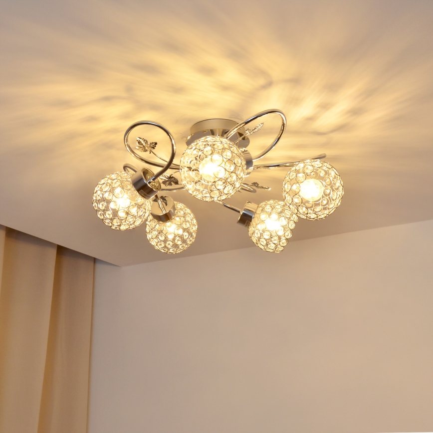 Lampadario a plafone SOPHIA 5xE27/15W/230V cromo lucido/limpido