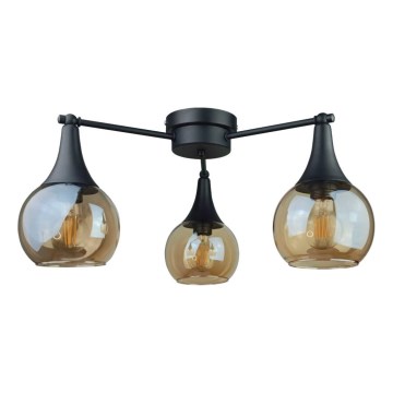 Lampadario a plafone STAR 3xE27/60W/230V nero/fumé beige
