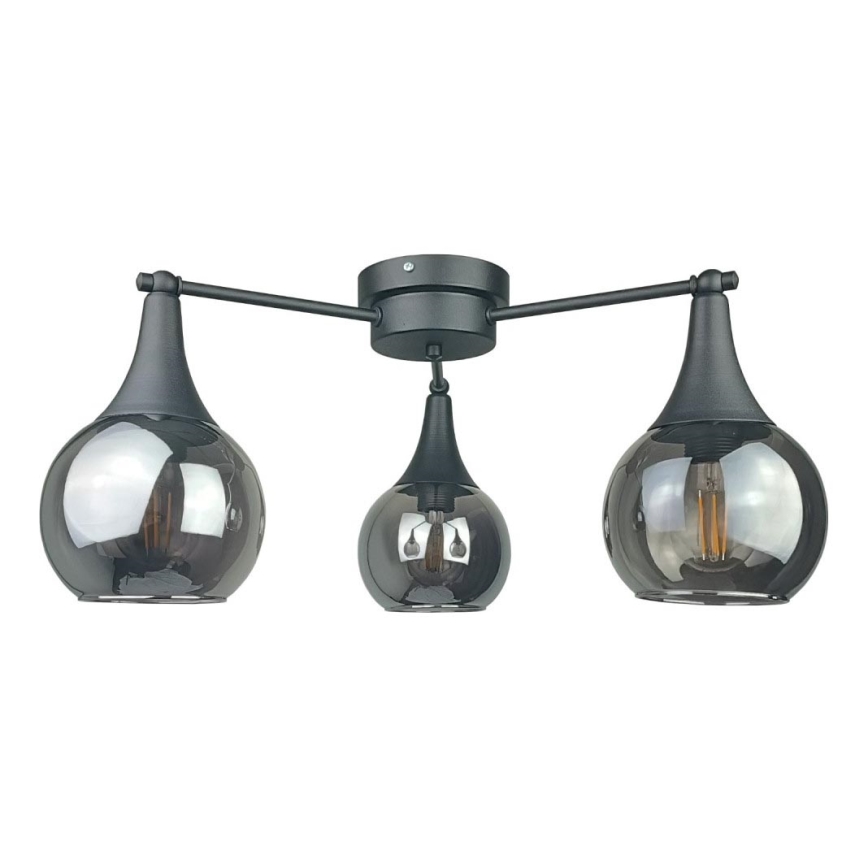 Lampadario a plafone STAR 3xE27/60W/230V nero/fumé nero
