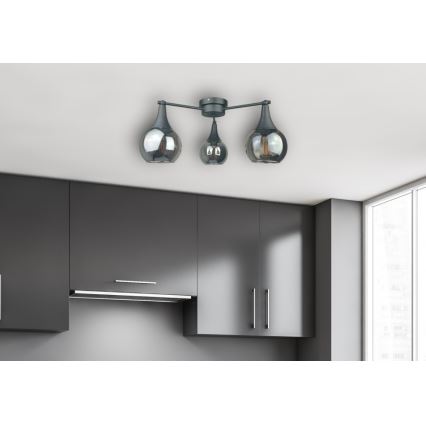 Lampadario a plafone STAR 3xE27/60W/230V nero/fumé nero