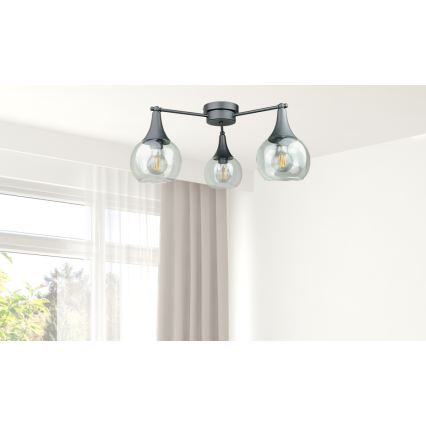 Lampadario a plafone STAR 3xE27/60W/230V nero/limpido
