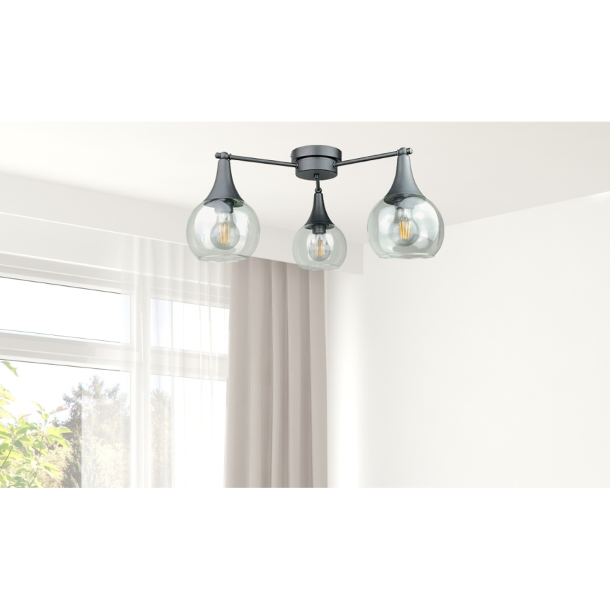 Lampadario a plafone STAR 3xE27/60W/230V nero/limpido