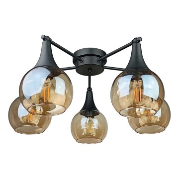 Lampadario a plafone STAR 5xE27/60W/230V nero/fumé beige