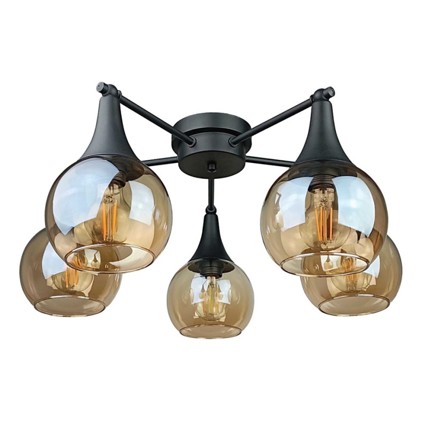 Lampadario a plafone STAR 5xE27/60W/230V nero/fumé beige