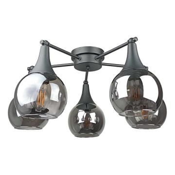 Lampadario a plafone STAR 5xE27/60W/230V nero/fumé nero