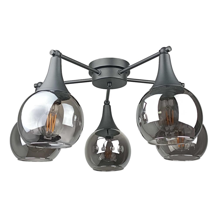 Lampadario a plafone STAR 5xE27/60W/230V nero/fumé nero