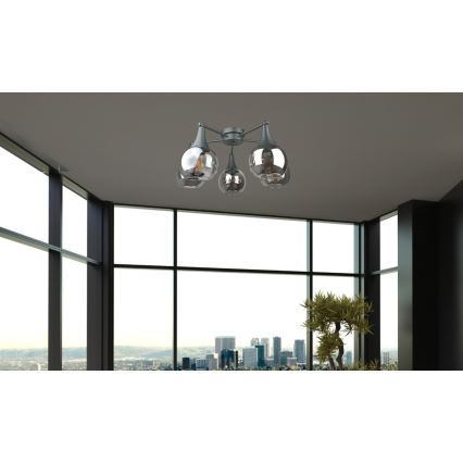 Lampadario a plafone STAR 5xE27/60W/230V nero/fumé nero